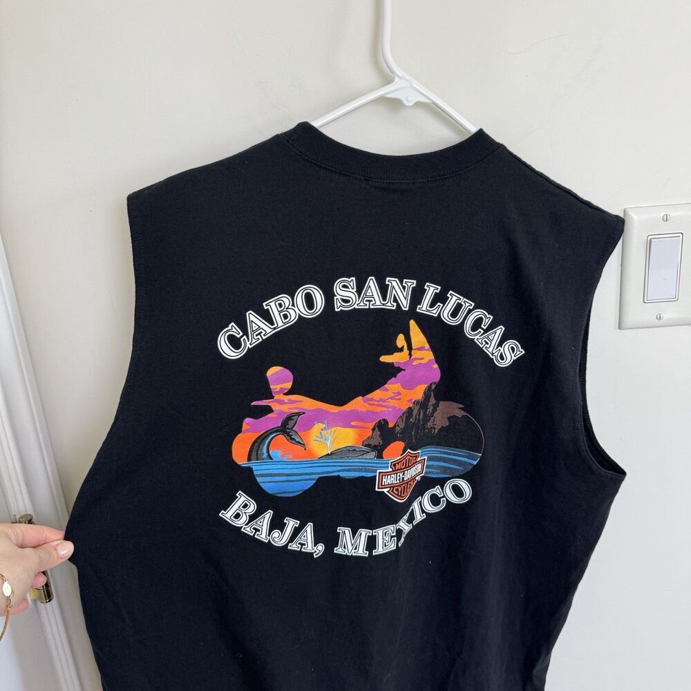 Harley Davidson Mens Tank Top Black Cotton Cabo San Lucas Baja Mexico XL